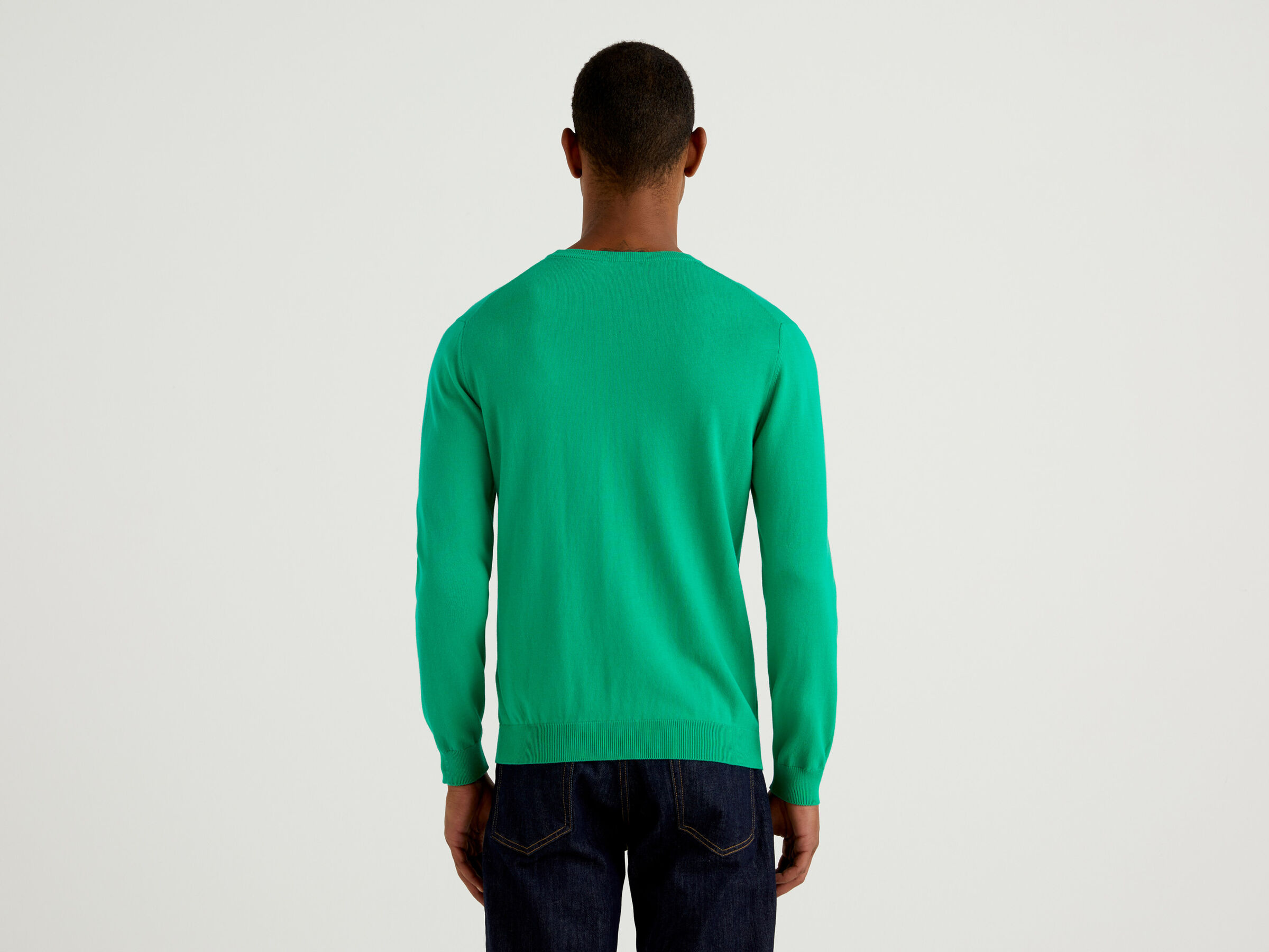 Crew neck sweater in 100% cotton image number 2