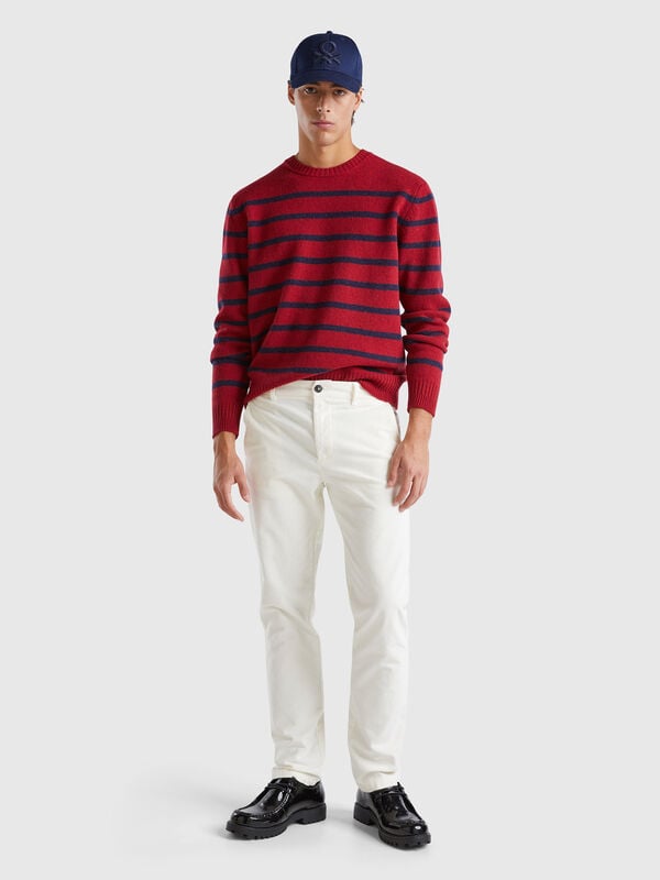 Slim fit stretch velvet trousers Men