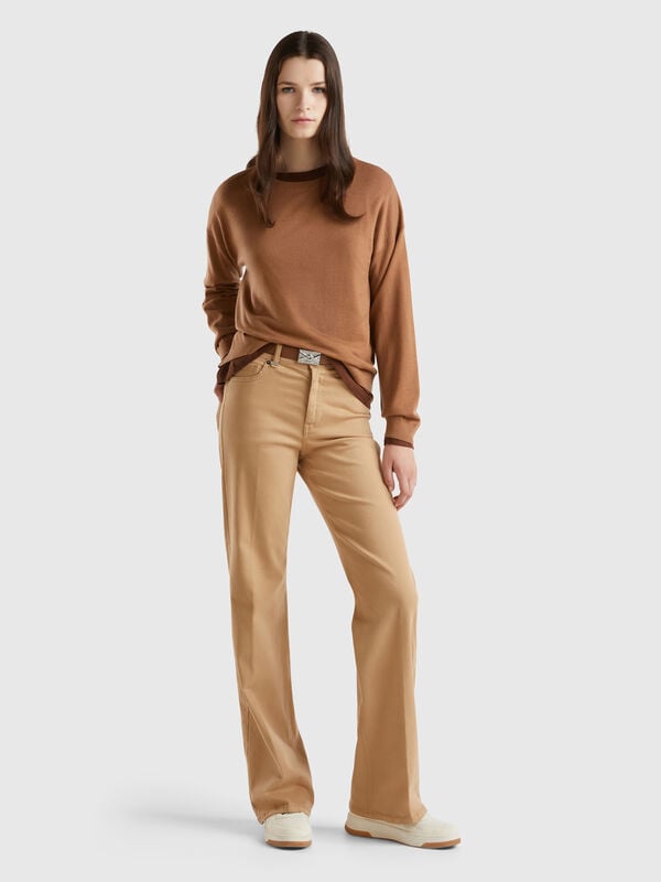 Boat neck sweater in pure Merino wool Women