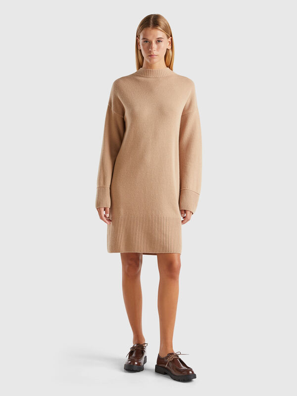 Turtleneck dress in wool blend Women