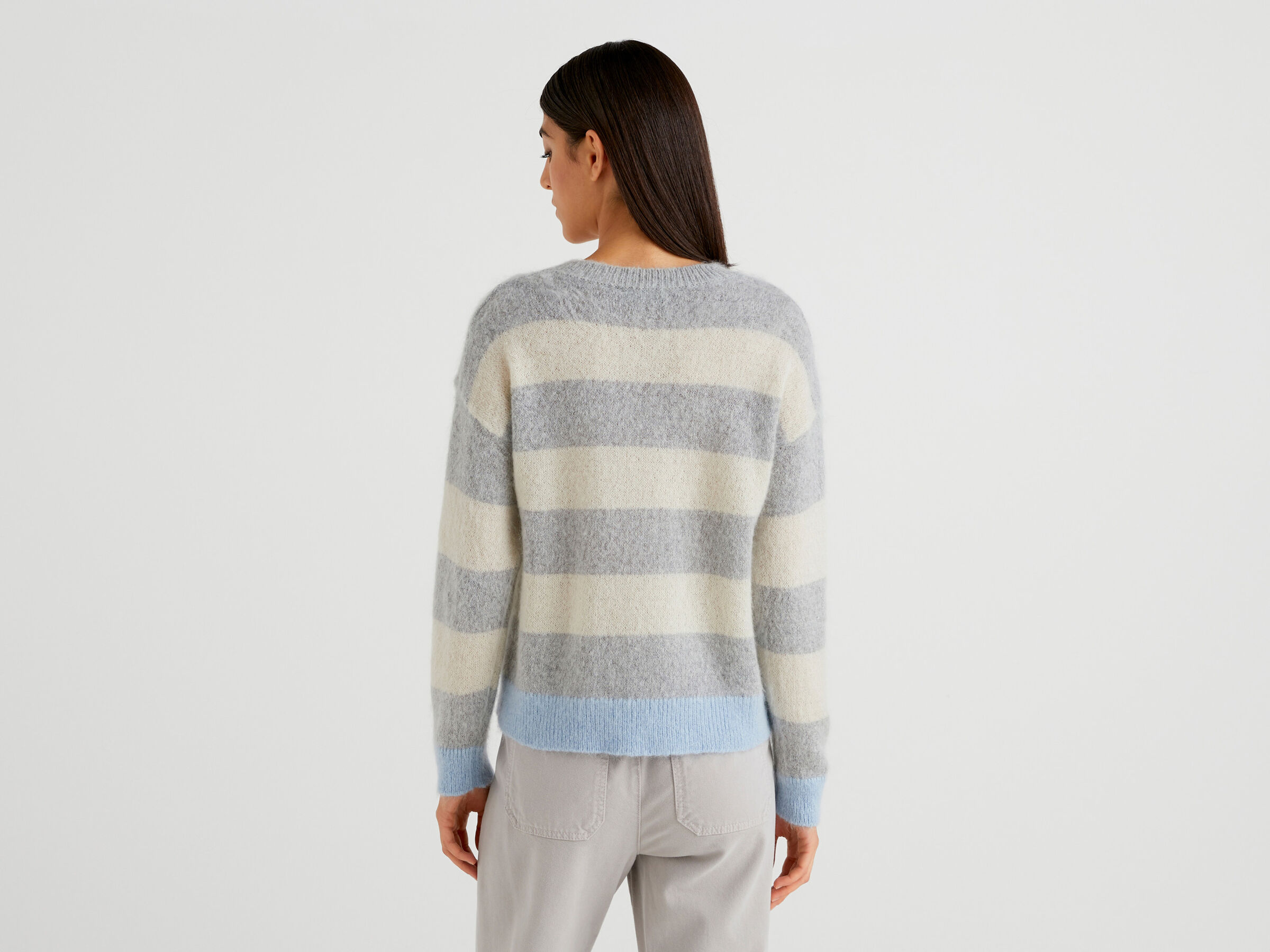 Striped sweater in mohair blend image number 2