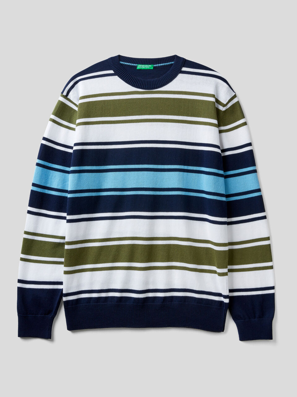 Striped 100% cotton sweater image number 1
