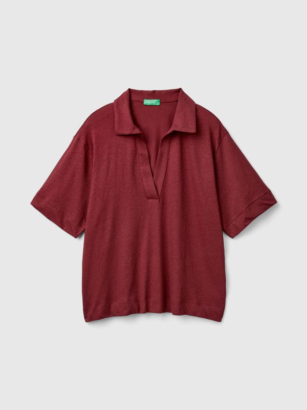 Polo shirt in cotton and linen blend Women