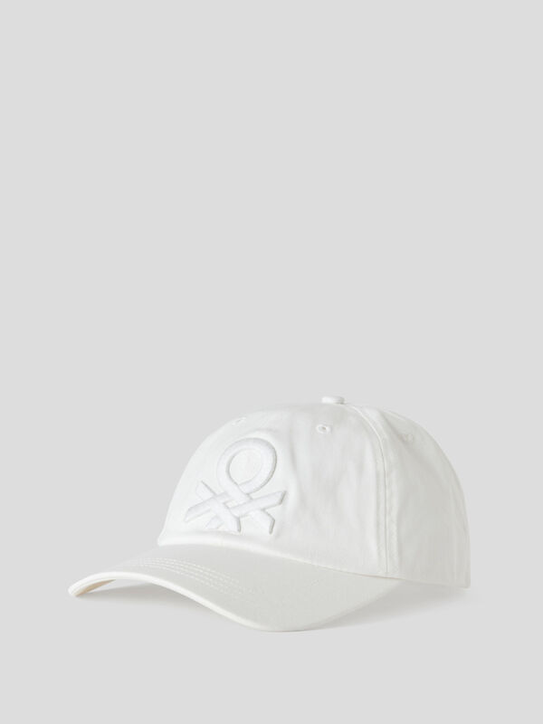 White cap with embroidered logo Men