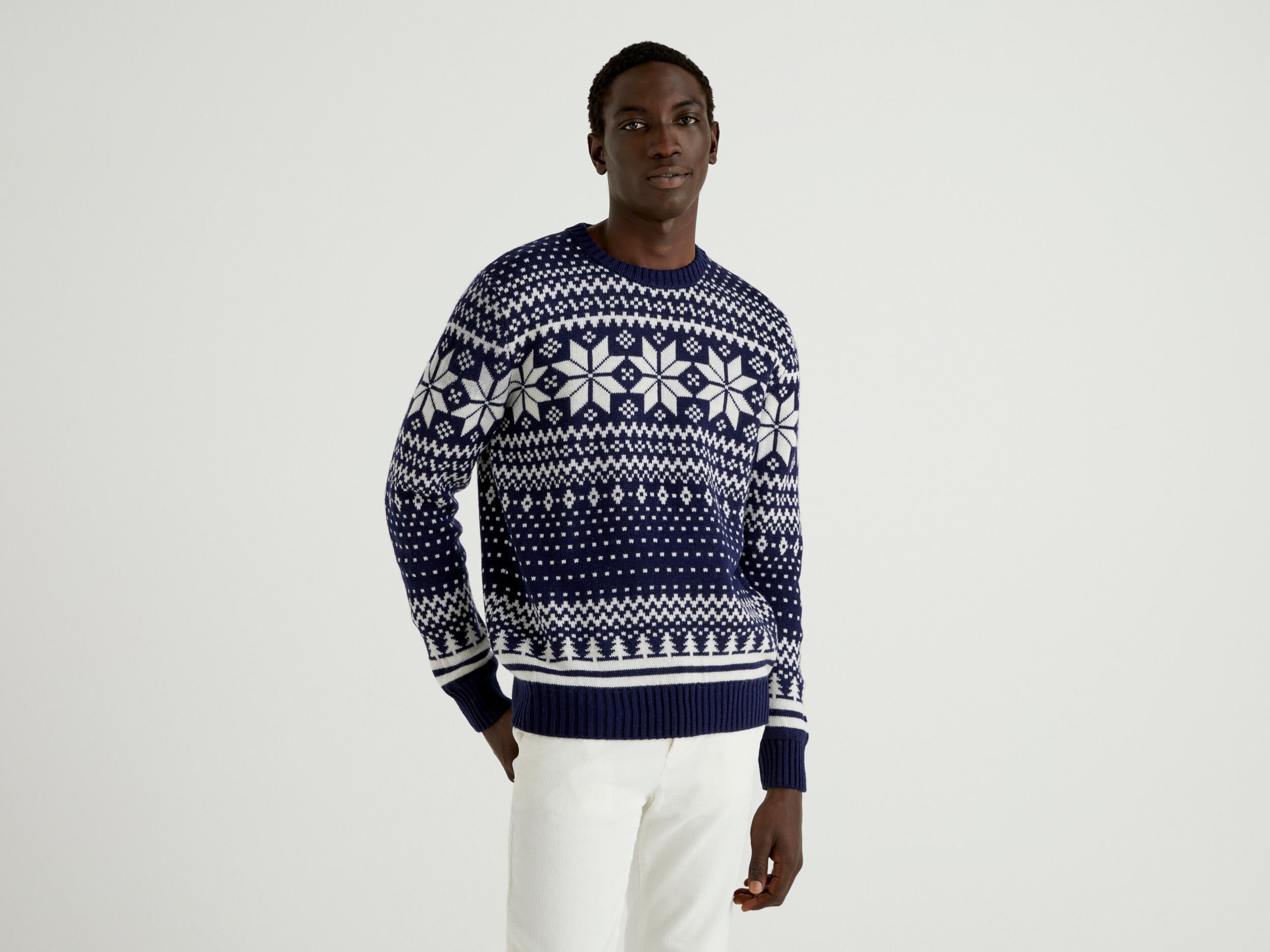 Benetton jacquard sweater clearance