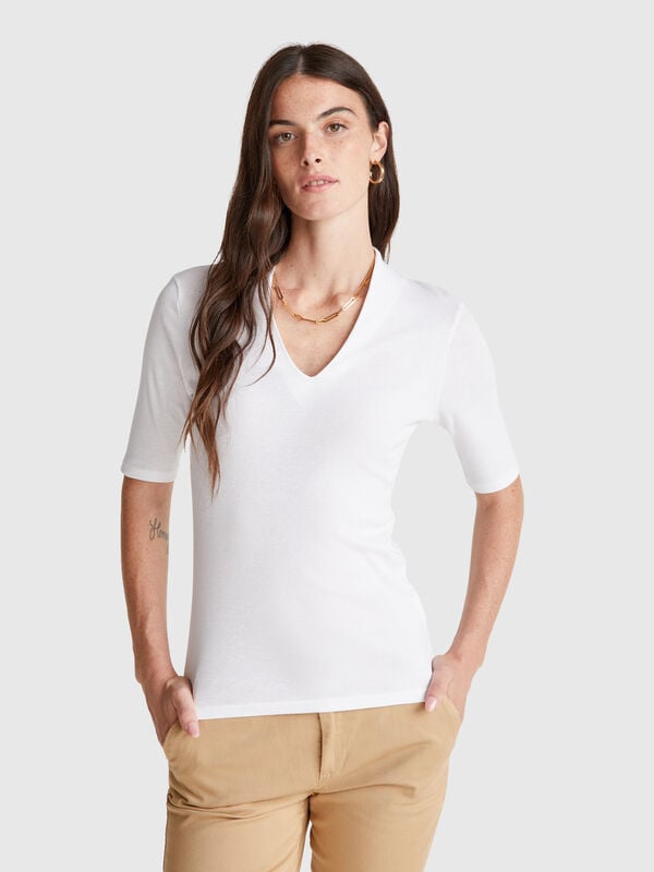 Slim fit t-shirt in long fiber cotton Women