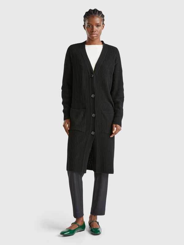 Long cardigan in wool blend Women