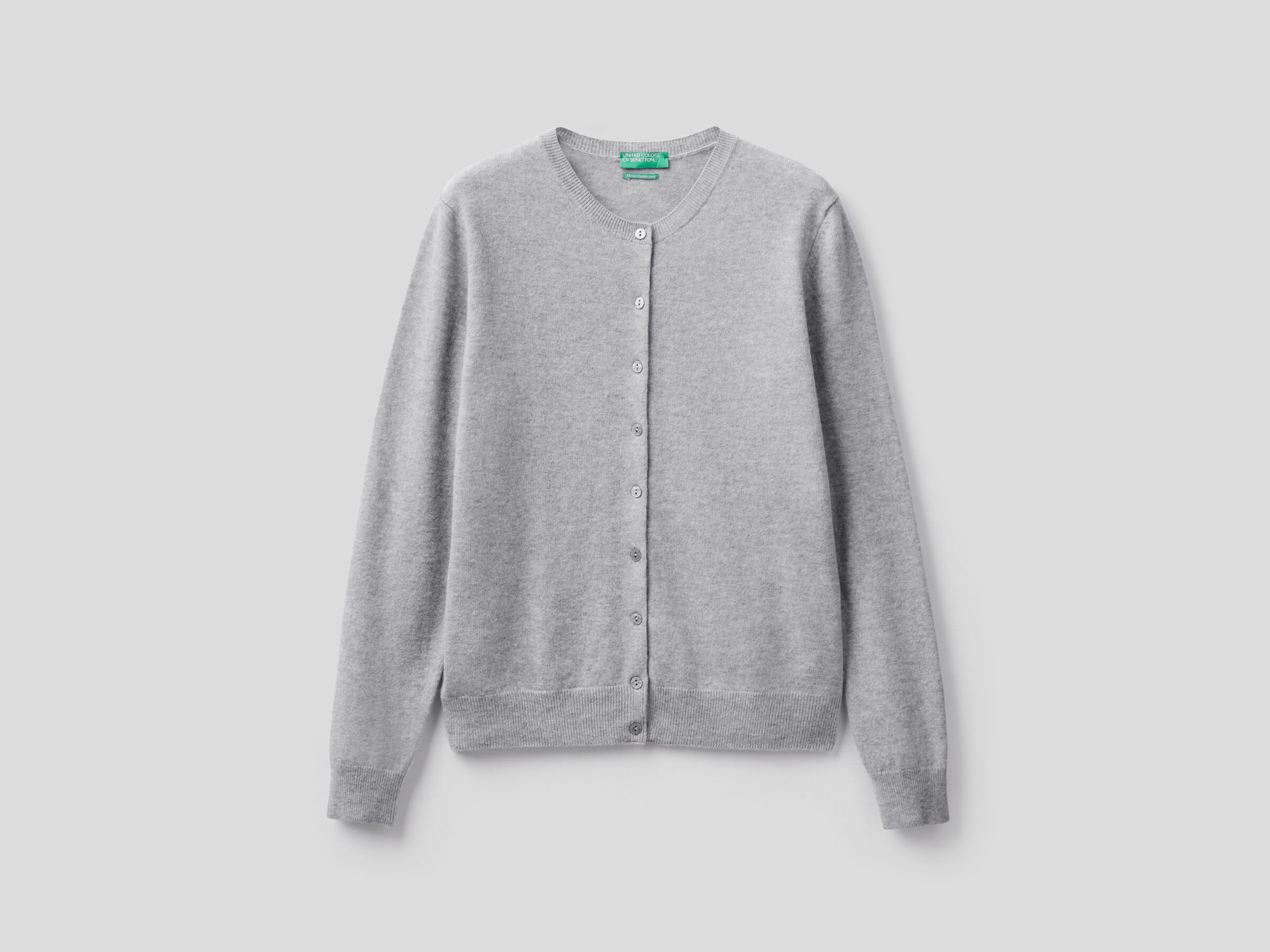 Crew neck cardigan in pure virgin wool image number 5