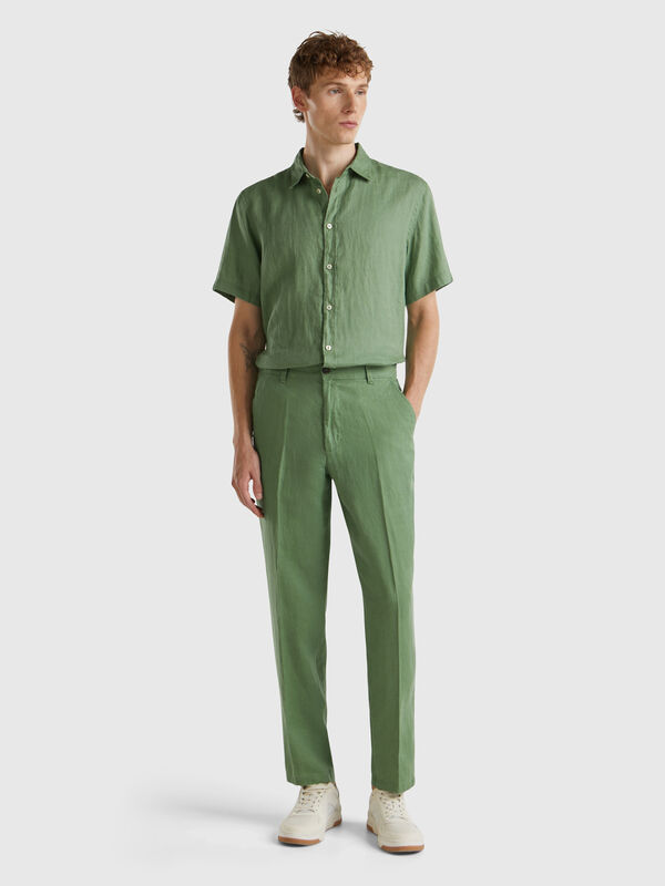 Chinos in pure linen Men