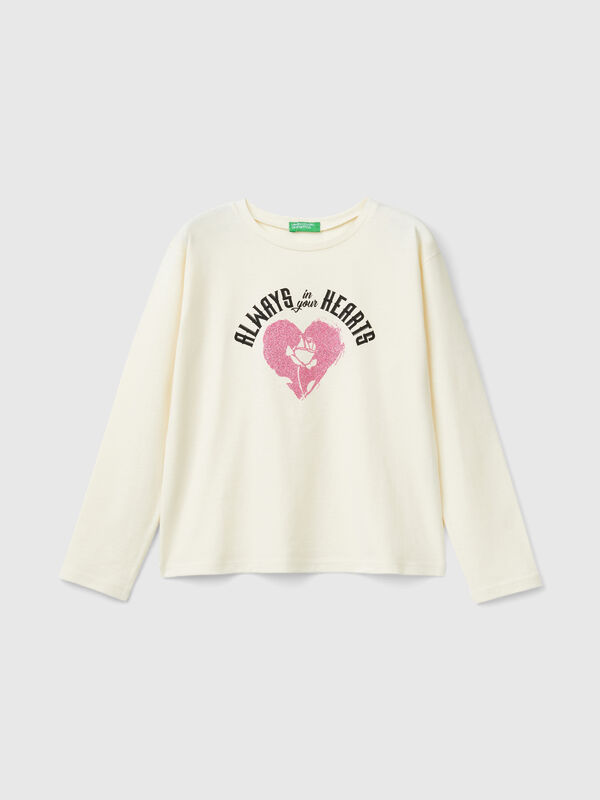 T-shirt with glittery print Junior Girl