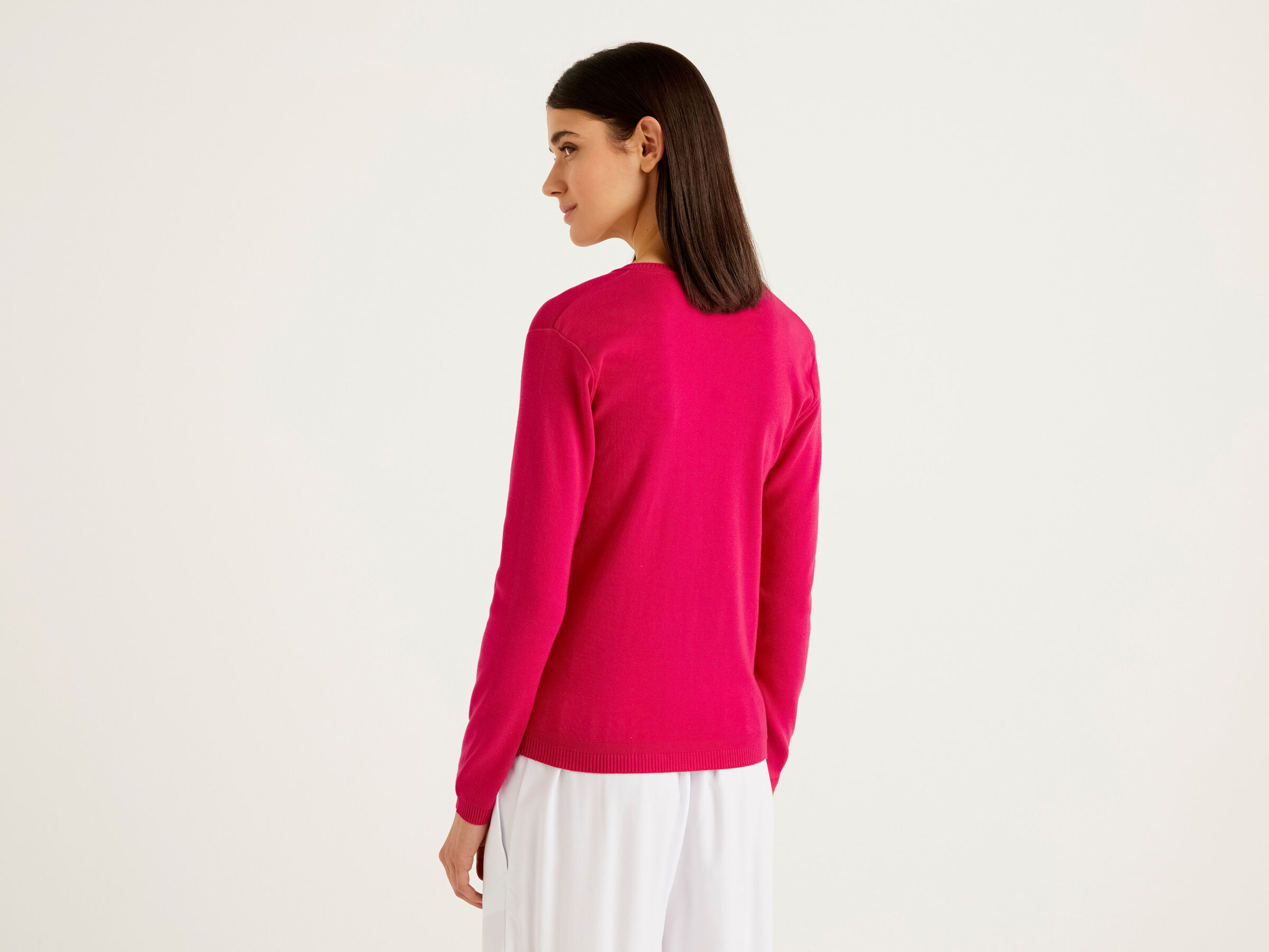 V-neck sweater in pure cotton image number 2