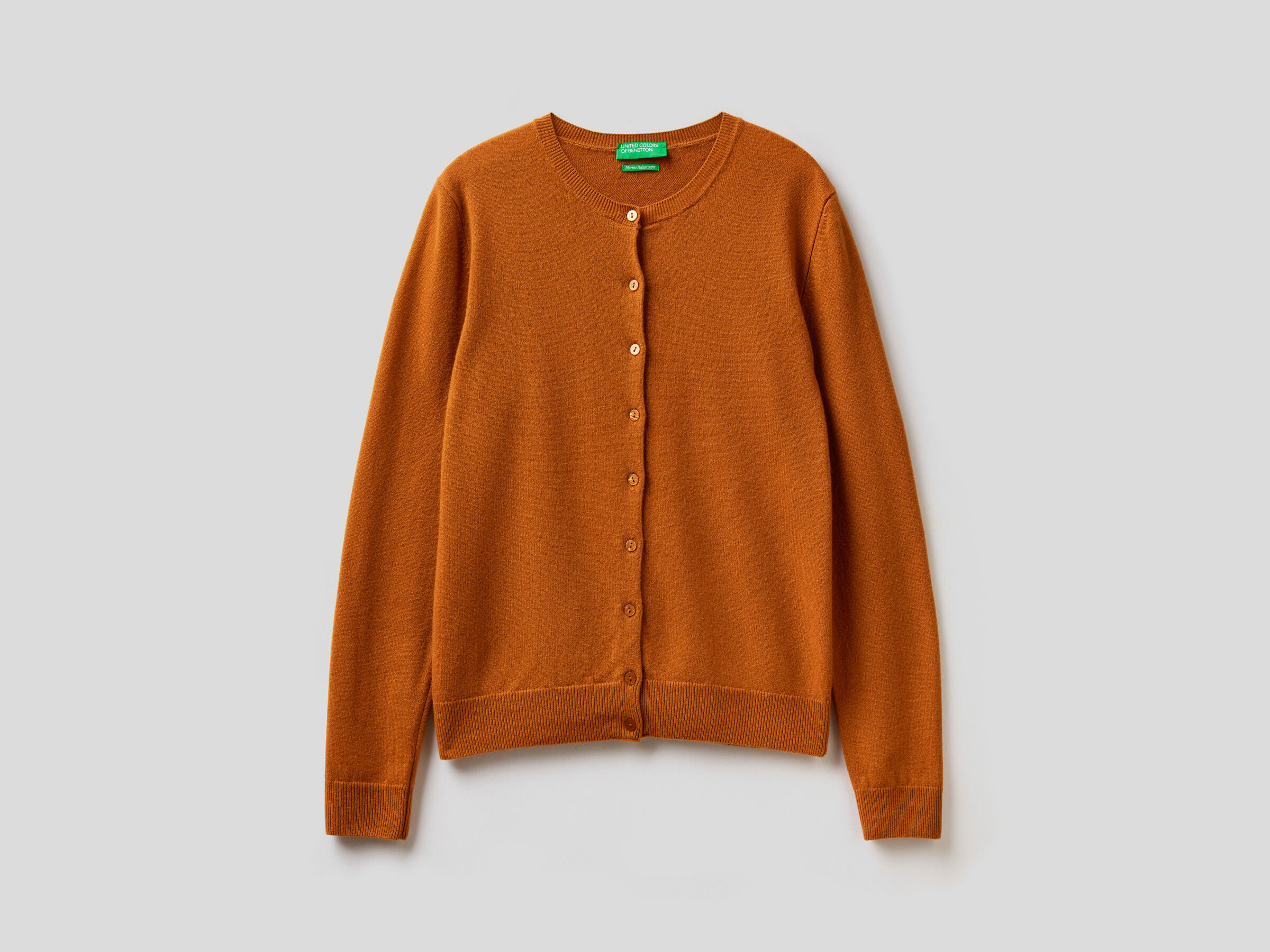 Crew neck cardigan in pure virgin wool image number 5
