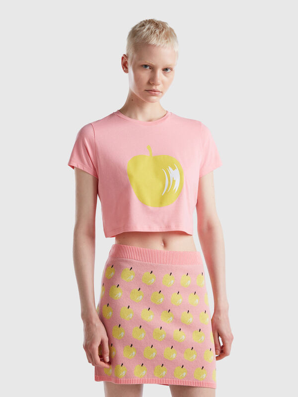Pink t-shirt with apple print Women