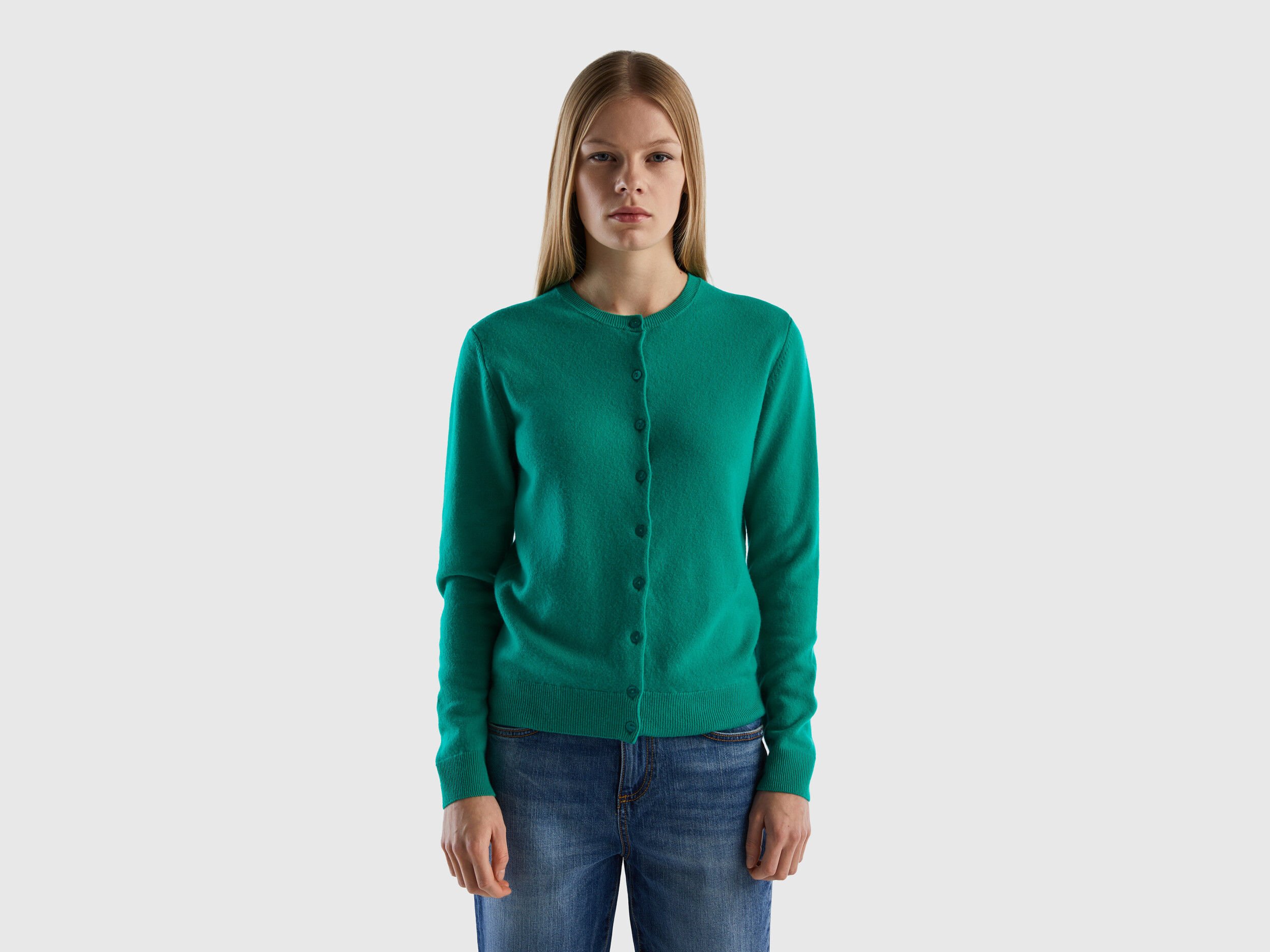 Green wool cardigan sale