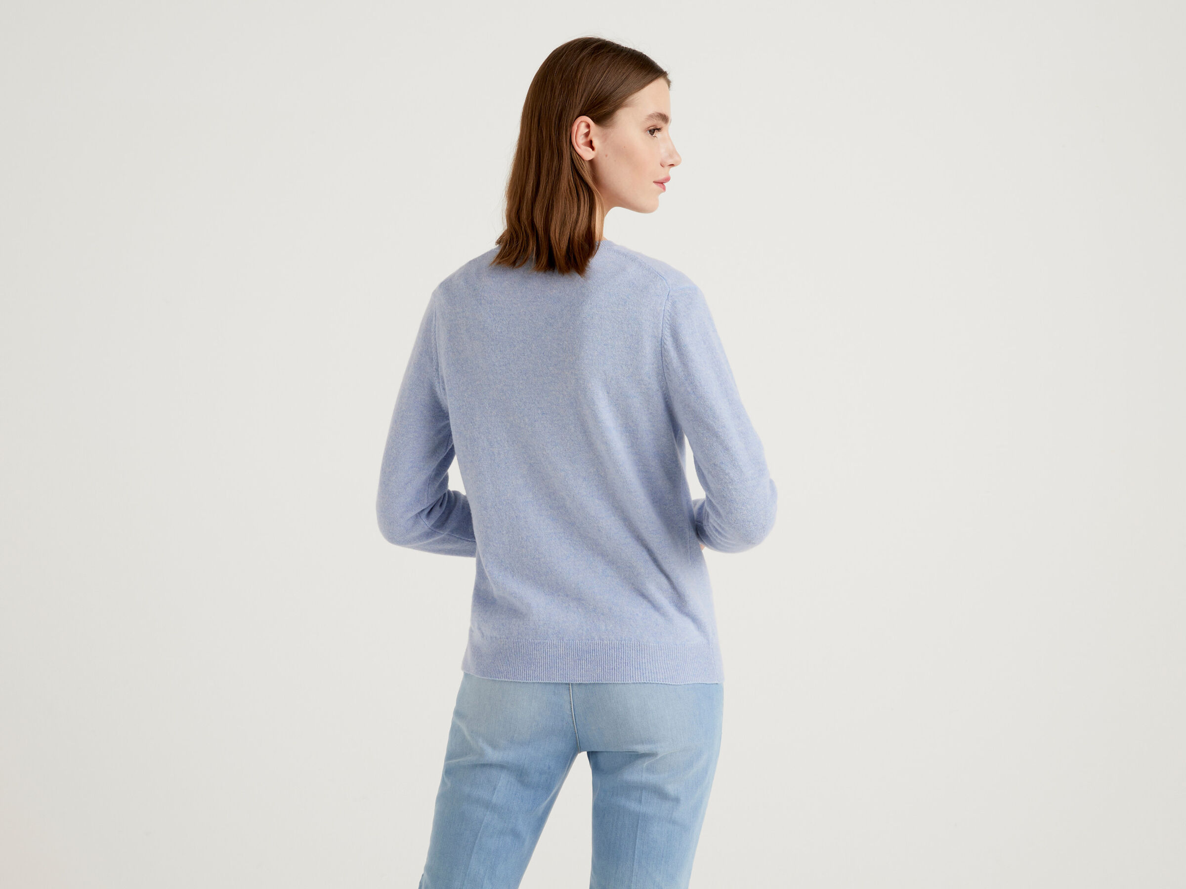 Crew neck cardigan in pure virgin wool image number 2