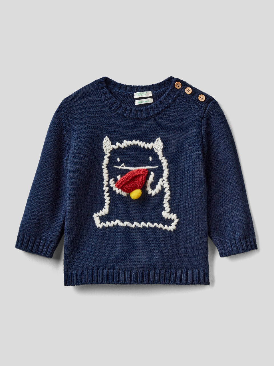 Sweater in wool blend with embroidery image number 1