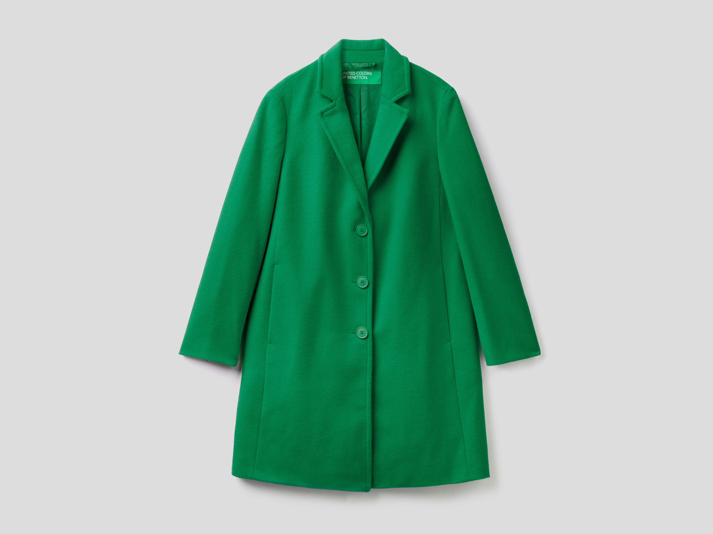 Short coat in wool blend cloth Green Benetton
