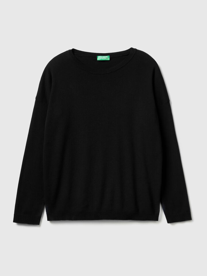 Cotton sweater with round neck image number 1