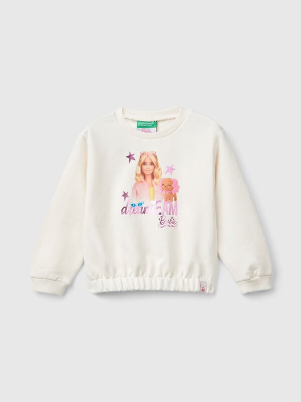 Cream Barbie sweatshirt with glossy print Junior Girl