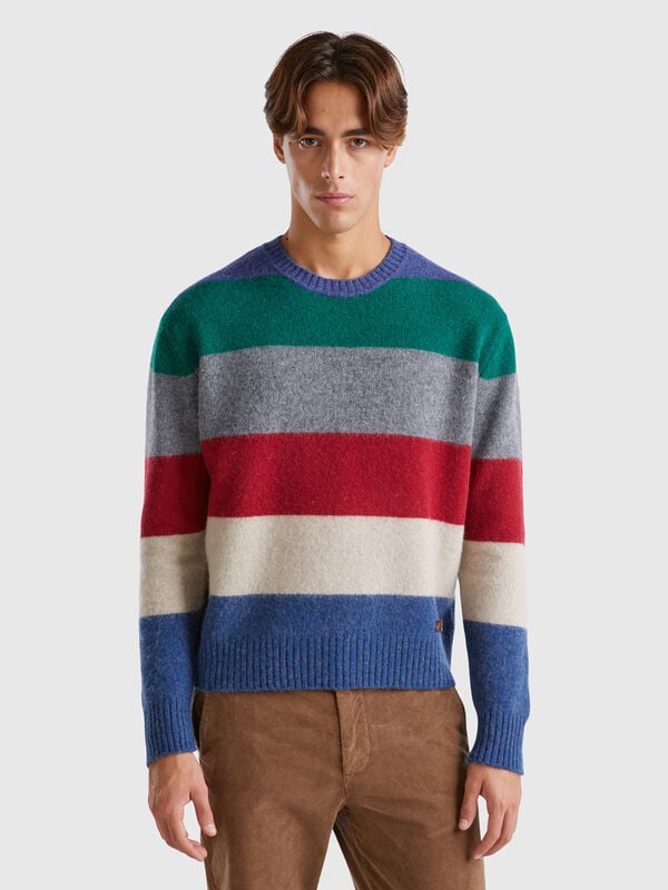 Striped sweater in pure Shetland wool Men