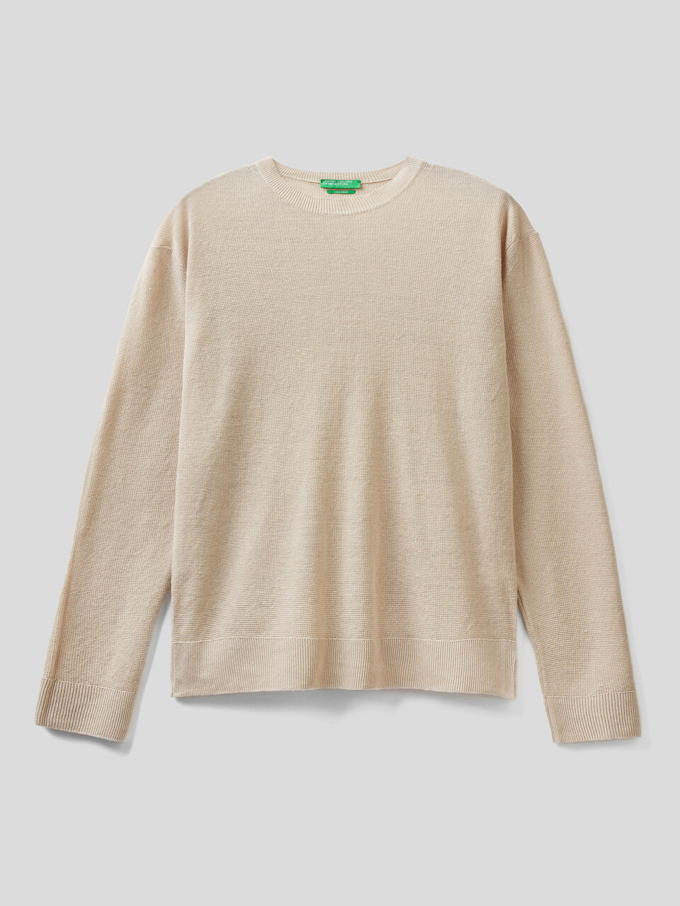 Crew neck sweater in linen blend image number 1