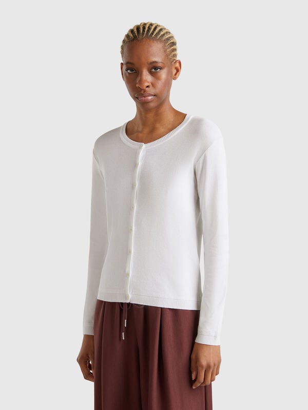 White 100% cotton cardigan Women