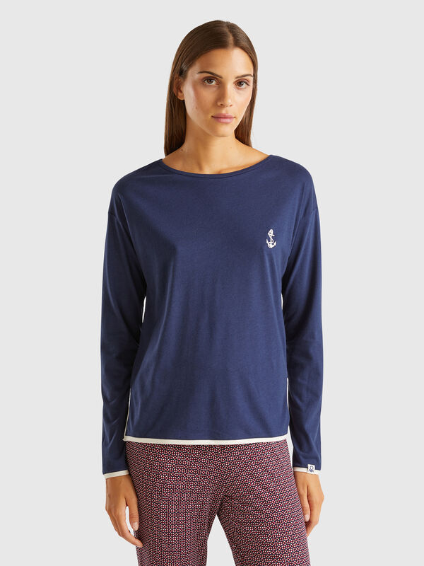 T-shirt with embroidery in viscose blend Women