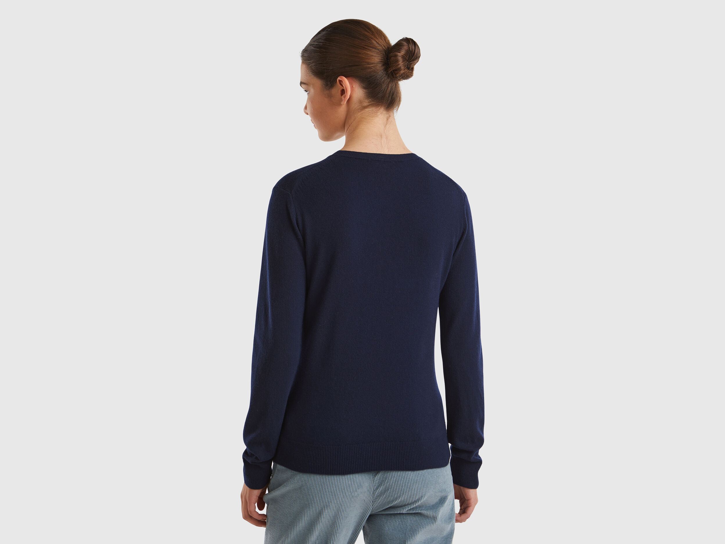 Dark blue crew neck sweater in Merino wool Dark Blue Benetton