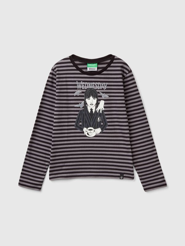 Striped gray and black Wednesday Addams t-shirt Junior Girl