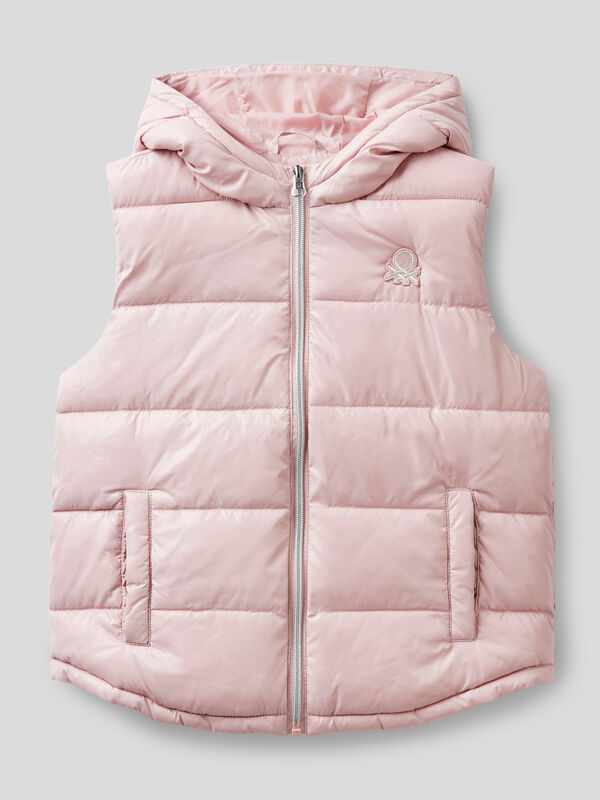 Sleeveless puffer jacket with zip and hood Junior Girl