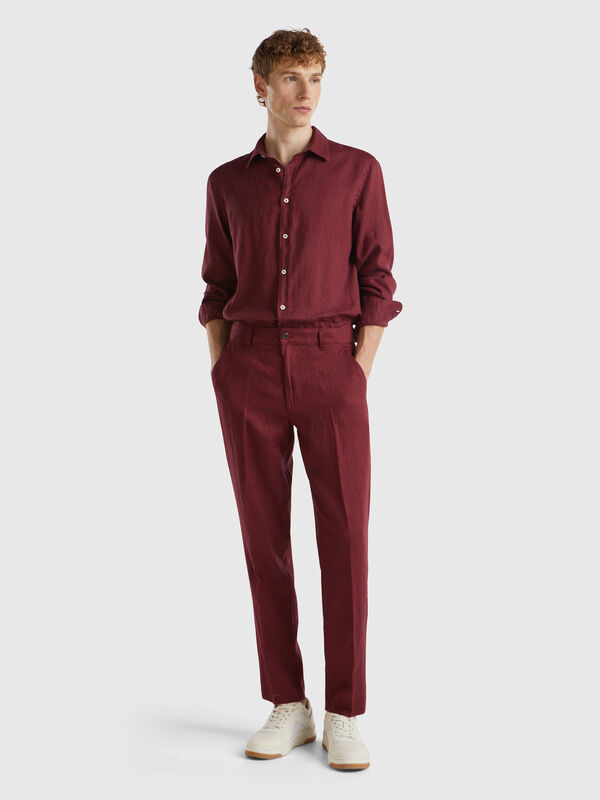 Chinos in pure linen Men