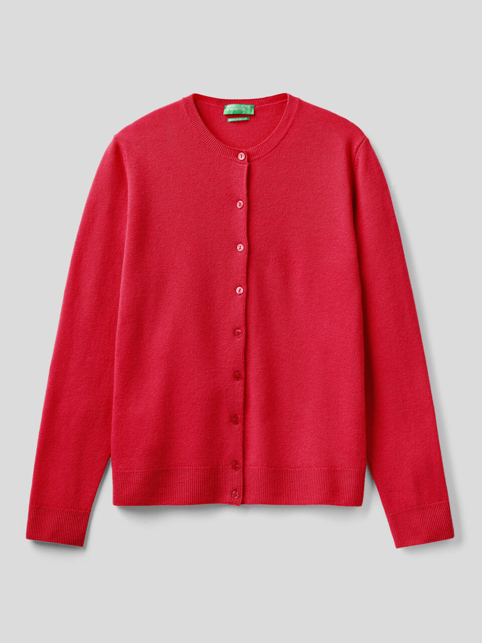 Crew neck cardigan in pure virgin wool image number 1