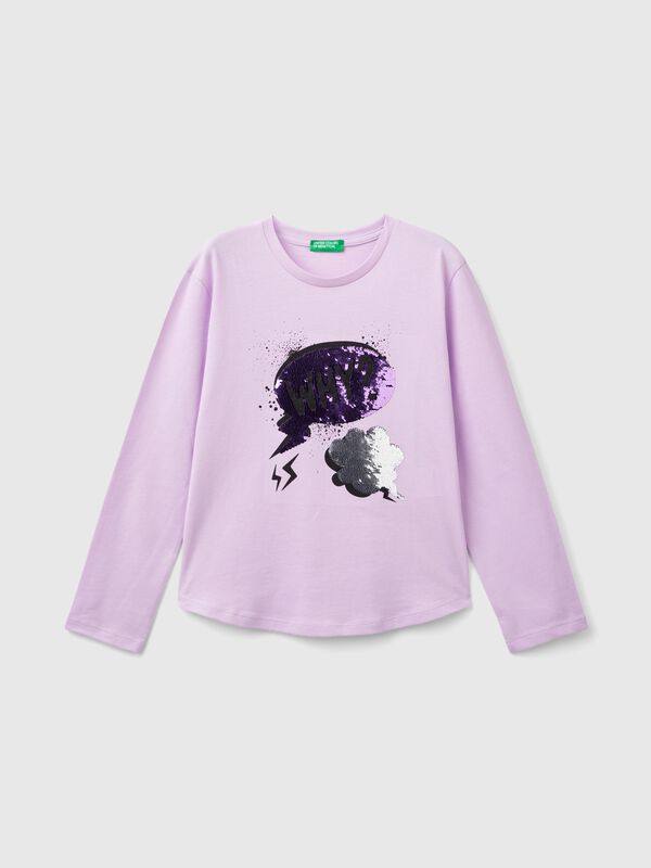 Organic cotton t-shirt with sequins Junior Girl