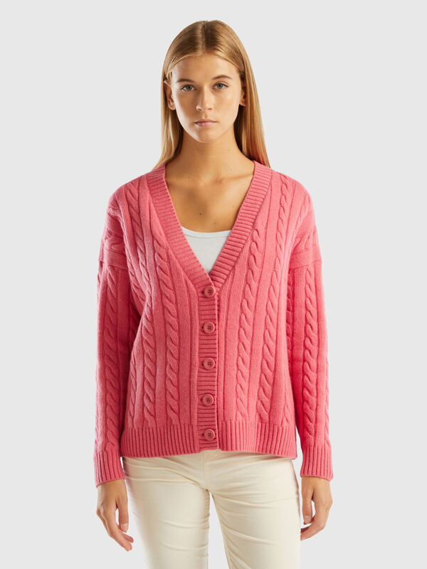 Oversized fit cardigan with cables Women