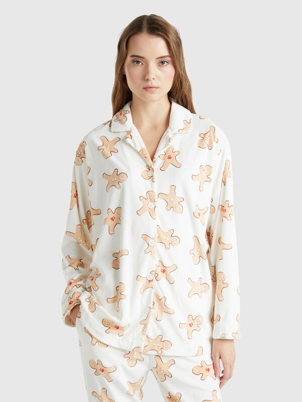 Pyjama jacket with biscuit print Women