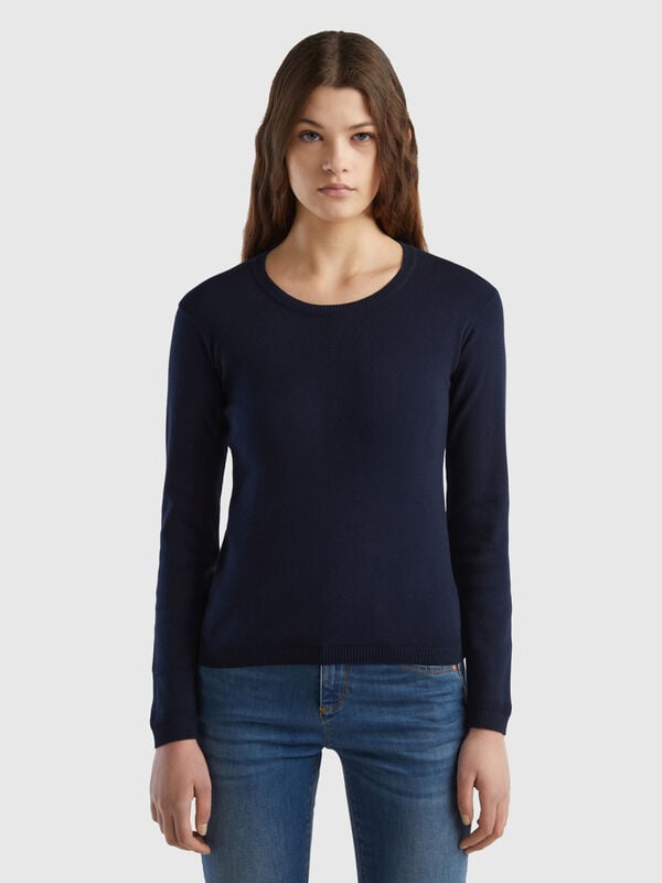 Crew neck sweater in pure cotton Women