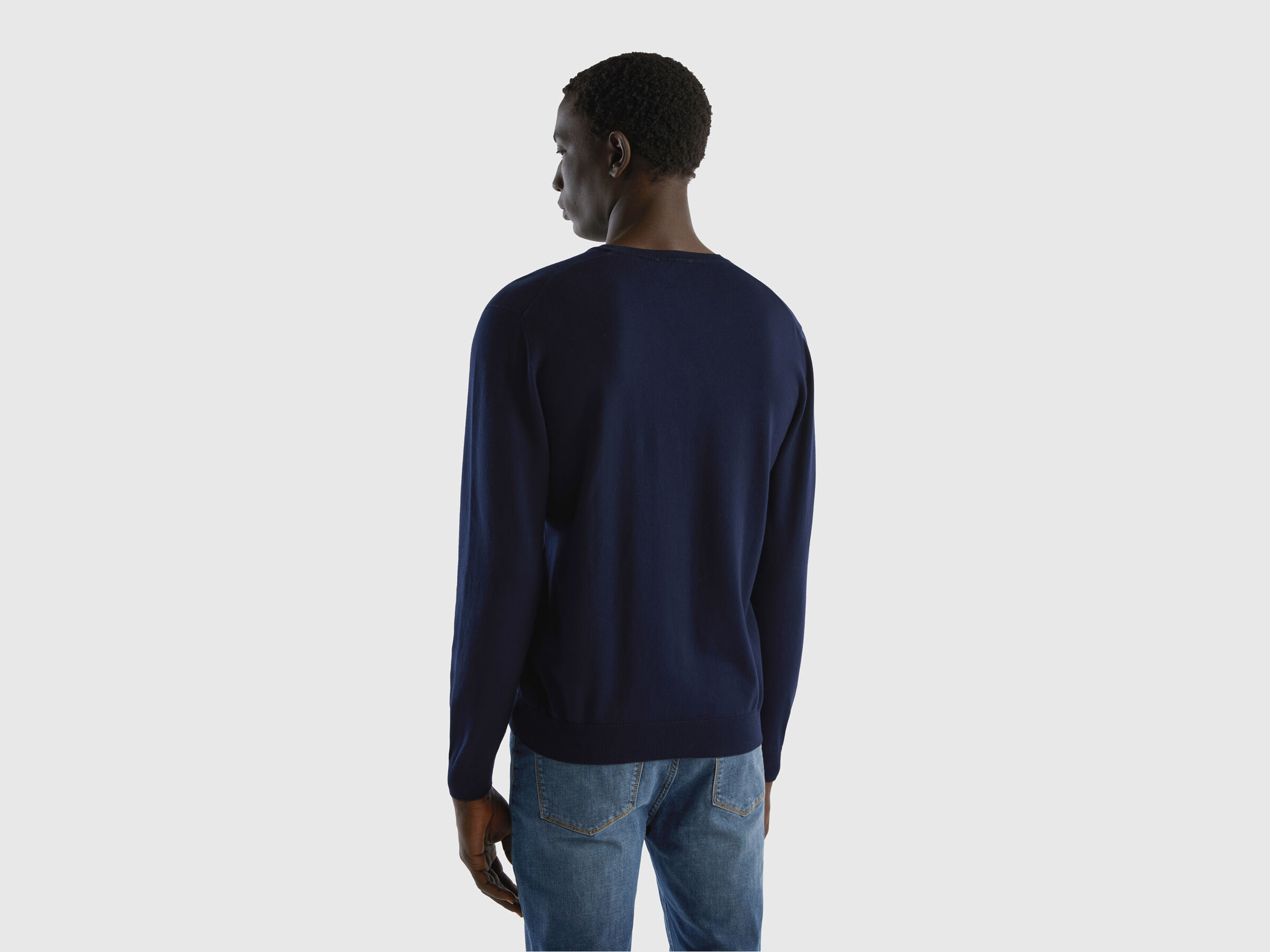 V-neck sweater in pure cotton image number 2