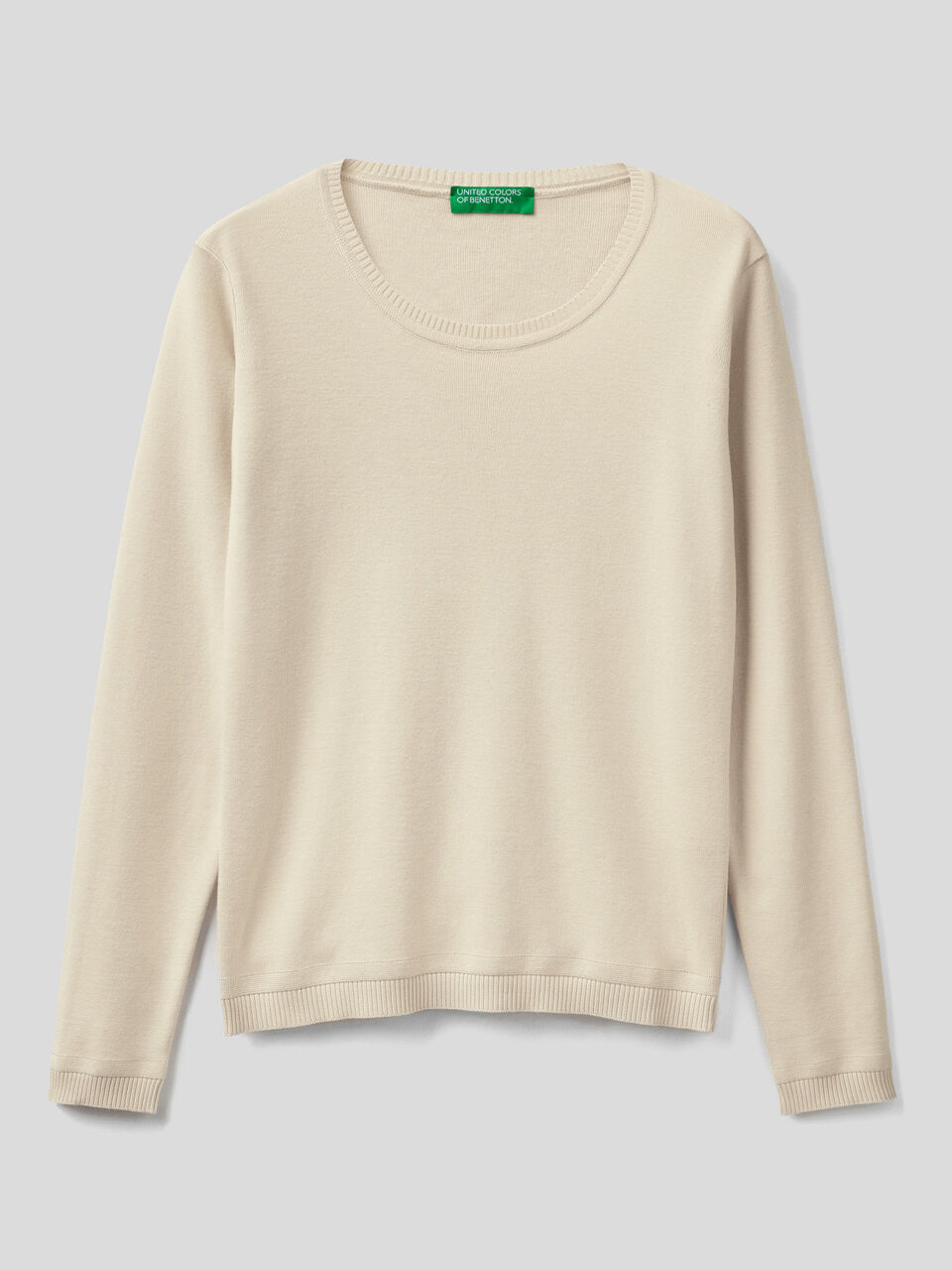 Crew neck sweater in pure cotton image number 1
