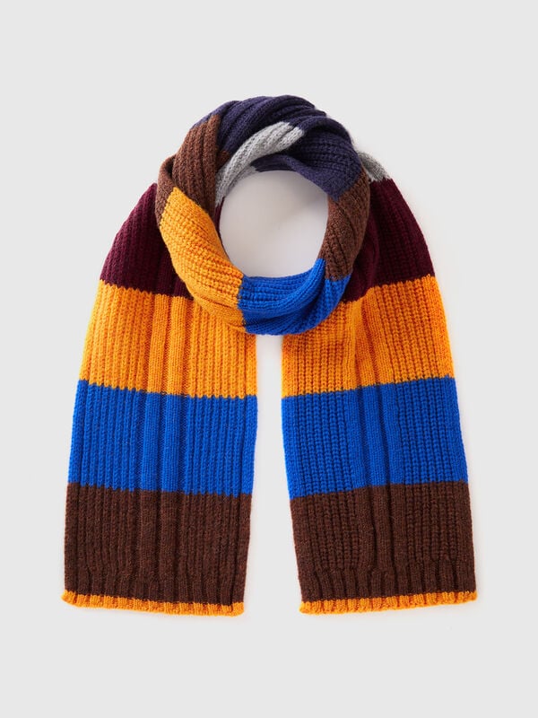 Striped scarf in pure Shetland wool Men