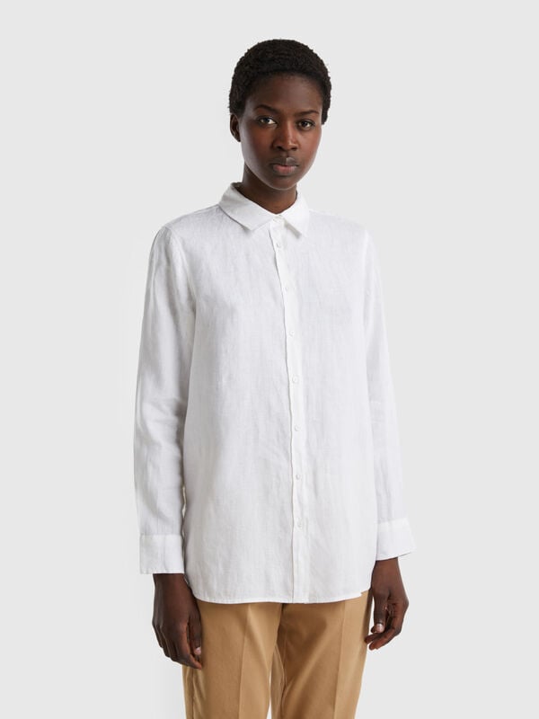 Long shirt in pure linen Women