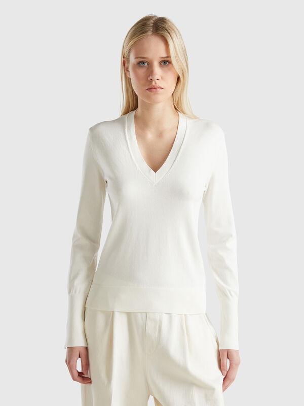 V-neck viscose blend sweater Women