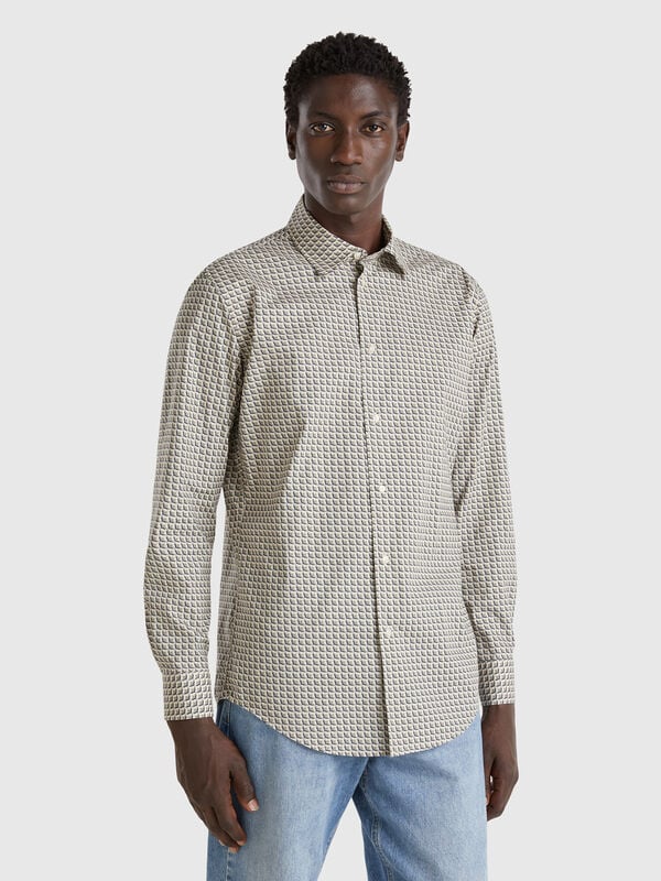 Patterned shirt in organic cotton Men