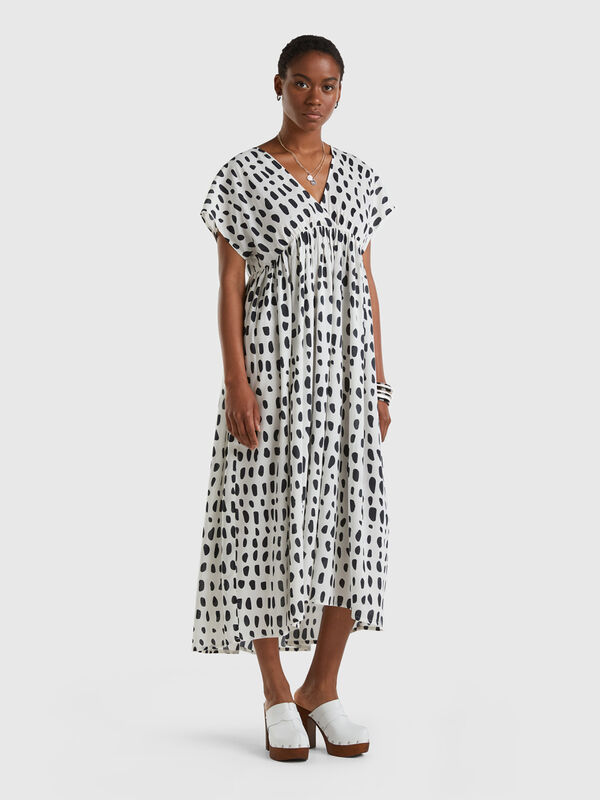Long dress with spotted print Women