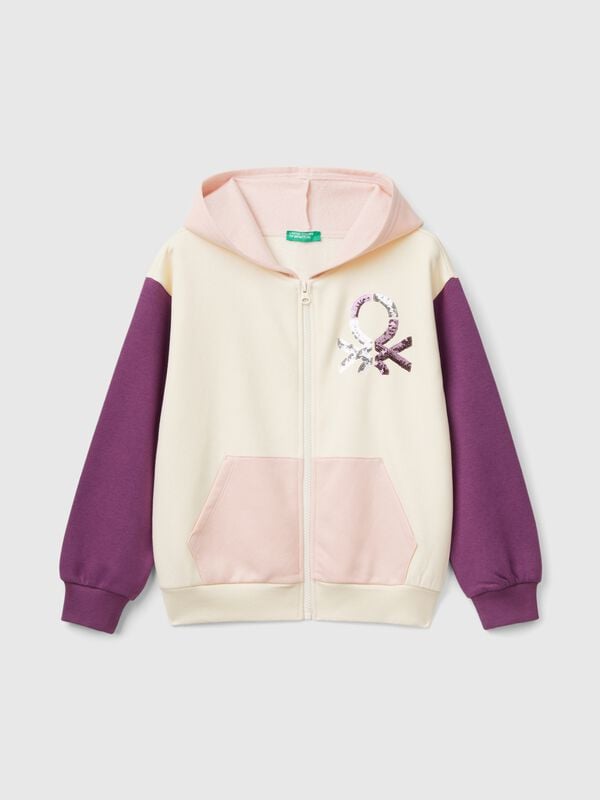 Sweatshirt with zip and sequins Junior Girl