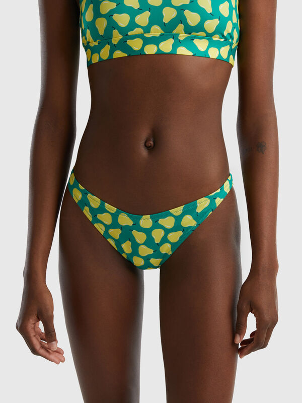 Green swim bottoms with pear pattern Women