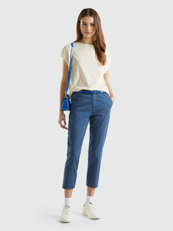 Cropped chinos in stretch cotton Women