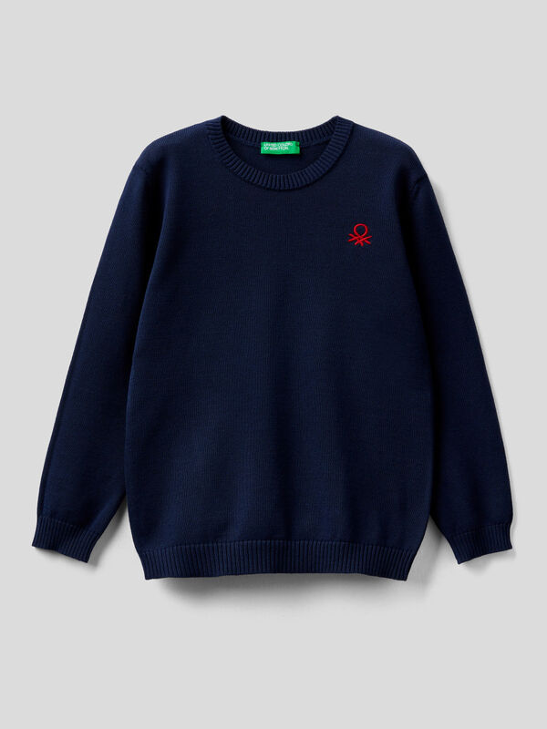 Sweater in pure cotton with logo