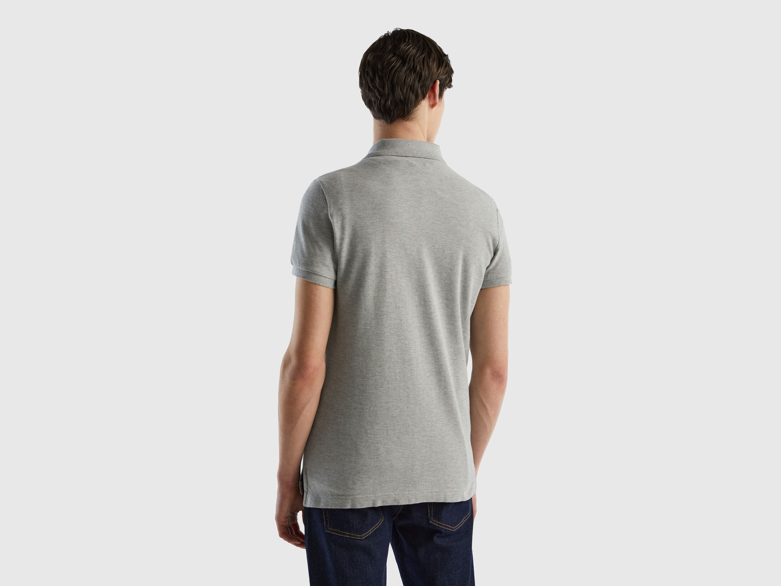 Melange gray slim fit polo Light Gray Benetton