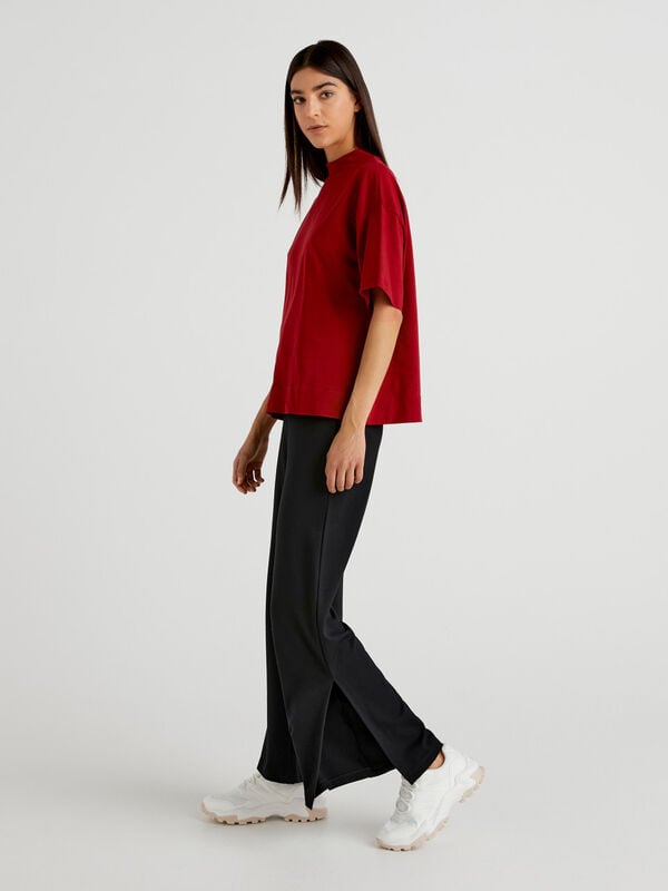 Jacquard trousers with slits Women