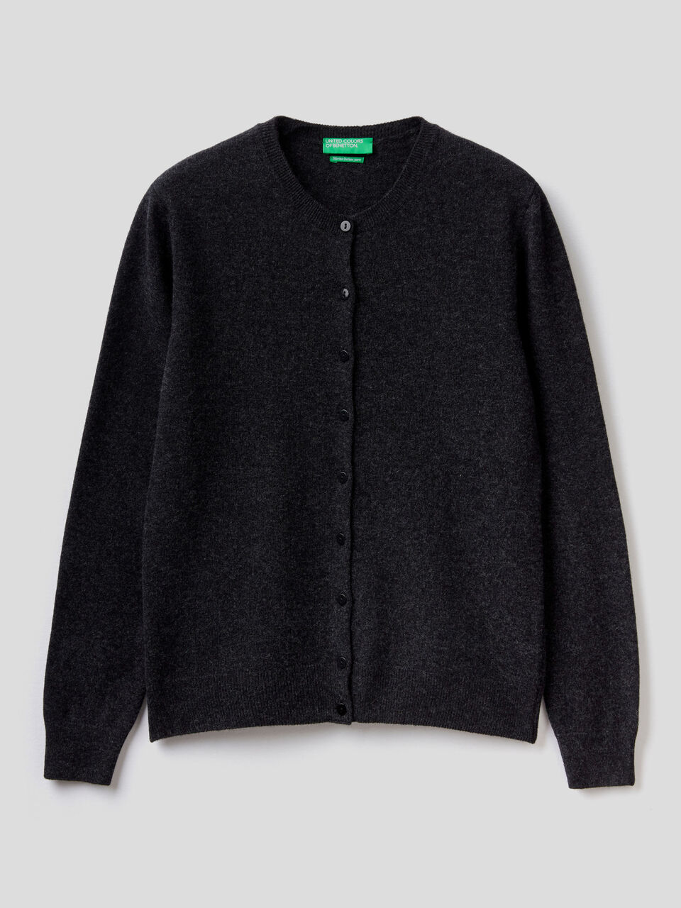 Crew neck cardigan in pure virgin wool image number 1